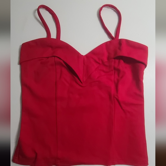 NWT Double Trouble Apparel Cherry Red Hollywood Dame Top, Size M - Picture 3 of 8